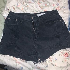Black jean shorts